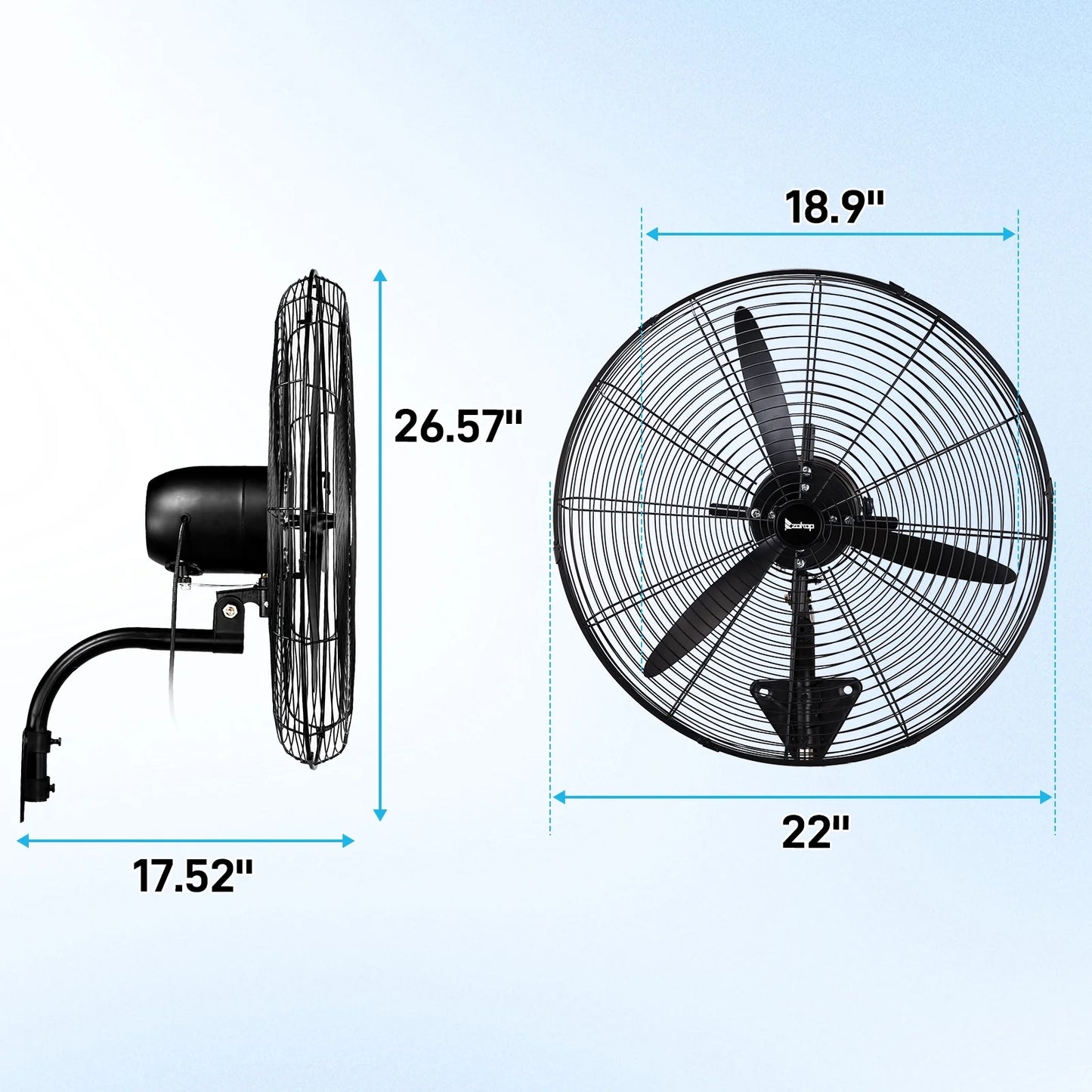 Ktaxon 20inch High Velocity Wall Mount Fan Oscillating,Industrial Fan with 4 Speed Ventilation,100% BLDC Copper Motor,4963CFM,,Heavy Duty Metal Fan for Outdoor, Indoor Use