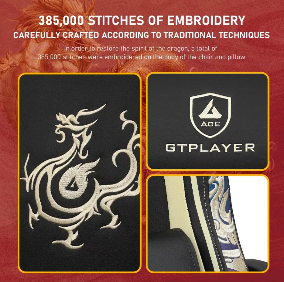 GTPLAYER Esports Gaming Chair with Bluetooth Speakers and Footrest, Dragon Series Video Game Chair