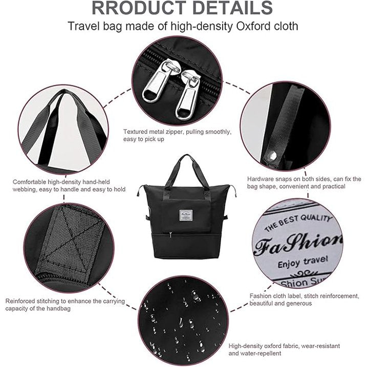 Fenmor Fenamor Gym Bag Travel Duffle Carry On Weekender Bag with Wet Pocket Toiletry Overnight Tote for Adult Women Men