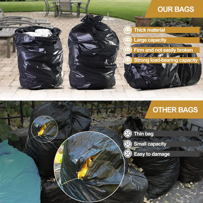 55 Gallon Trash Bags (50 Count)1.5 Mil,Heavy Duty Outdoor Garbage Bags for Commercial, Lawn and Leaf