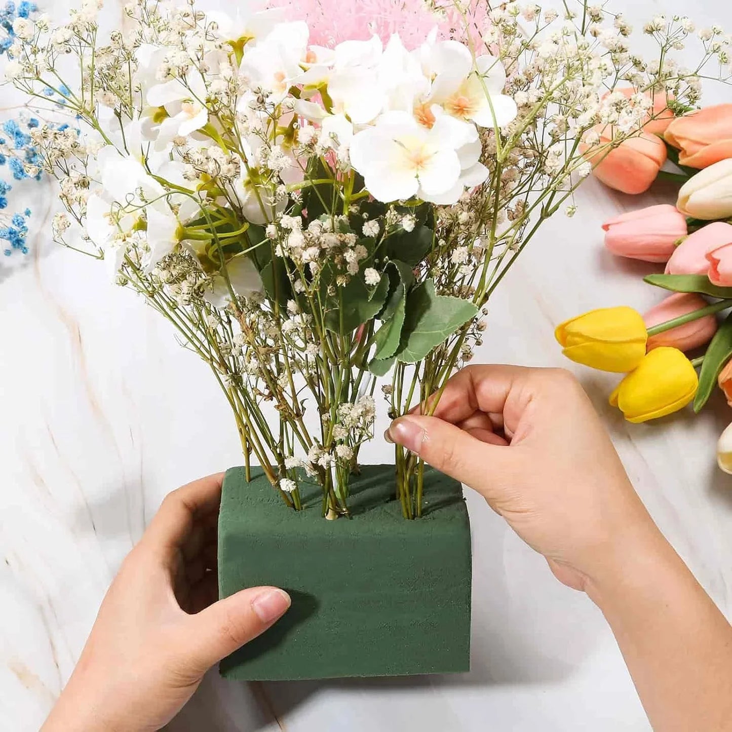 4 Pcs Floral Foam Blocks,Green Wet Dry Flower Foam Plant Foam for Wedding, Birthdays Fresh & Artificial Flower Arrangements DIY Craft( 8.86L x 4.13W x 2.95H)