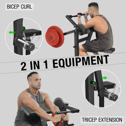 Syedee Bicep Curl and Tricep Press Extension Machine , Adjustable Seat, 2 in 1 preacher curl machine with Isolation Training for Home Gym Workout Station