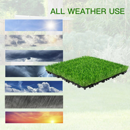 TrumanPick Artificial Grass Interlocking Fake Grass Indoor Outdoor Turf Grass for Patio Backyard Balcony, 12" x 12"