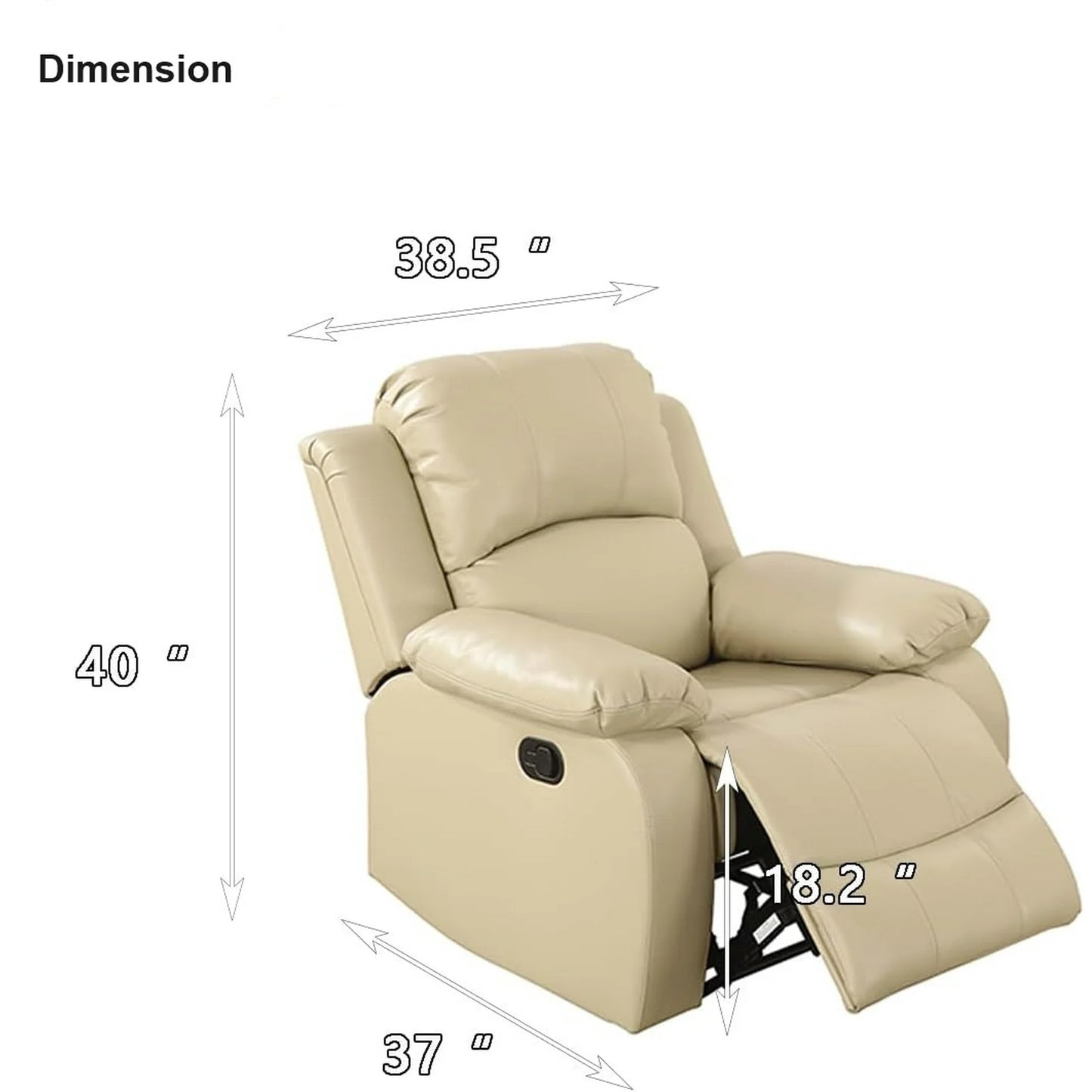 TrumanPick Manual Leather Recliner Chair,Overstuffed reclining Armchair Home Theater Sofa Recliner for Living Room,Beige