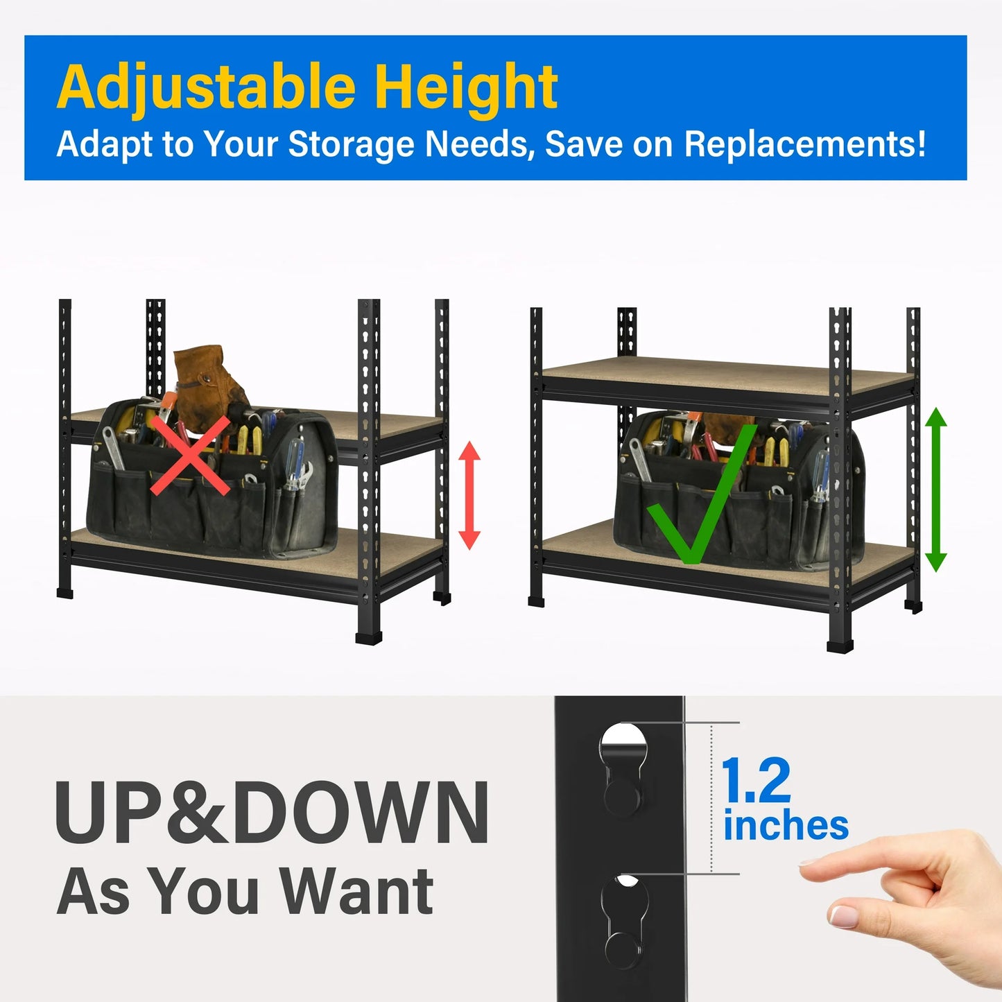 TrumanPick 5 Tire Storage Shelves 28" W x 12" D x 59" H Metal Utility Shelving Unit Adjustable Heavy Duty Garage Storage Rack for Kitchen Basement Pantry Warehouse Cloest, 1325lbs, Black
