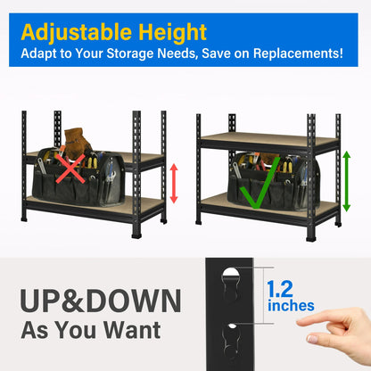 TrumanPick 5 Tire Storage Shelves 28" W x 12" D x 59" H Metal Utility Shelving Unit Adjustable Heavy Duty Garage Storage Rack for Kitchen Basement Pantry Warehouse Cloest, 1325lbs, Black