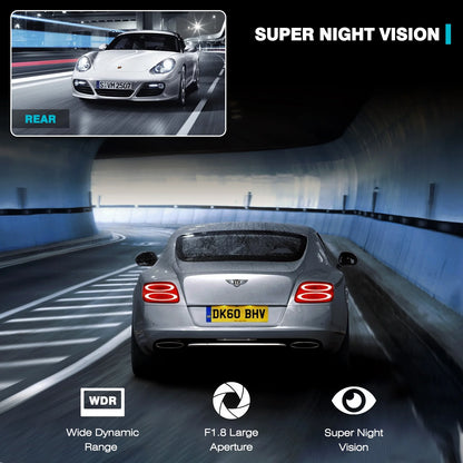 Campark 4K Dash Cam Front and Rear, 3 inch IPS Car Camera , Dual Dash Camera for Cars,UHD 2160P Night Vision, WDR