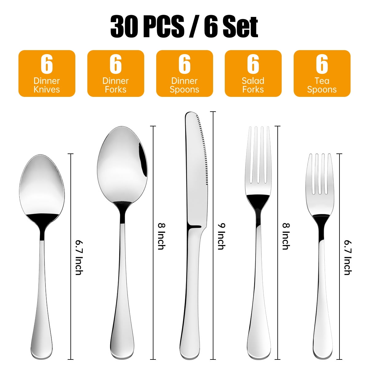 20 Pieces Silverware Set with Serving Set, Stainless Steel Modern Flatware, Service for 4, Silver