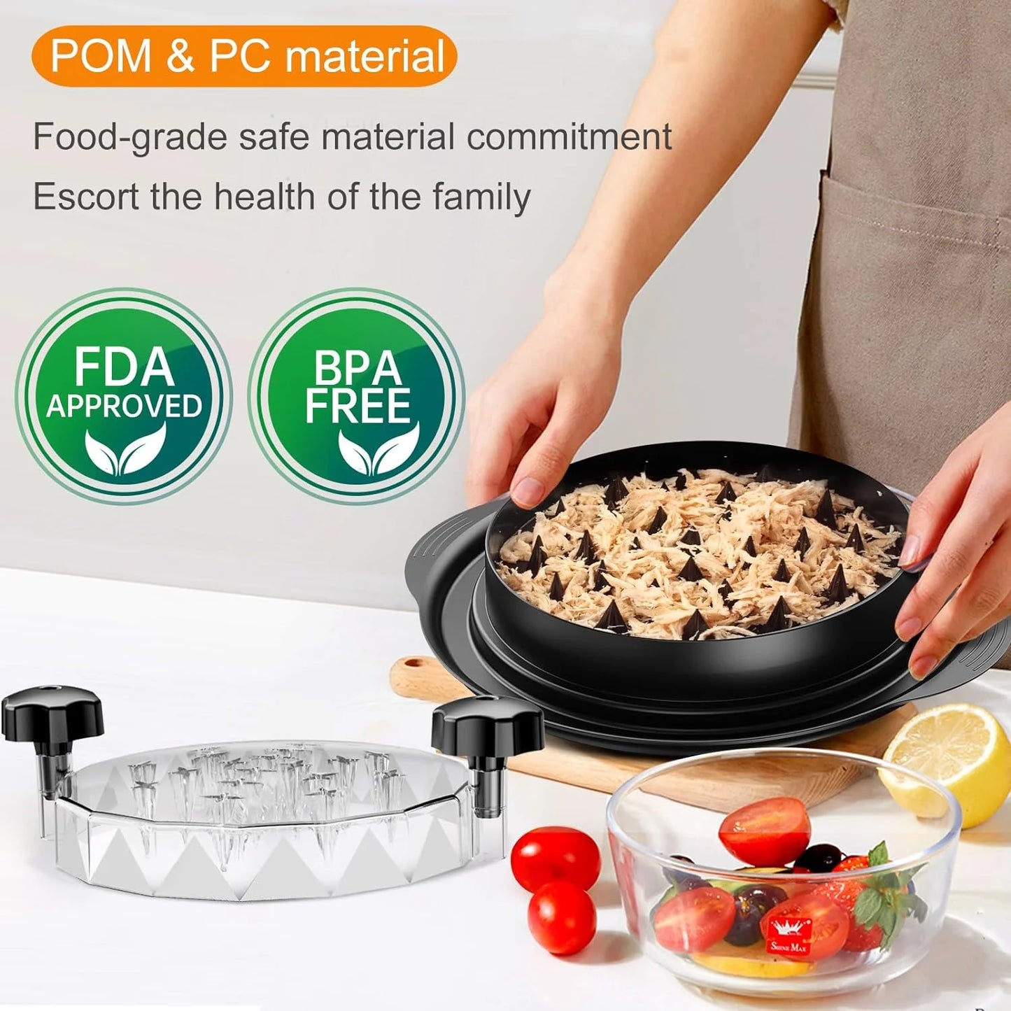 Pro Max Chicken Shredder 11",Large Chicken Breast Shredder Tool Twist,Visible Meat Shredder Machine with Ergonomic Handle,Strong Anti-Slip Strip,BPA Free,Suitable for Pork Beef Chicken
