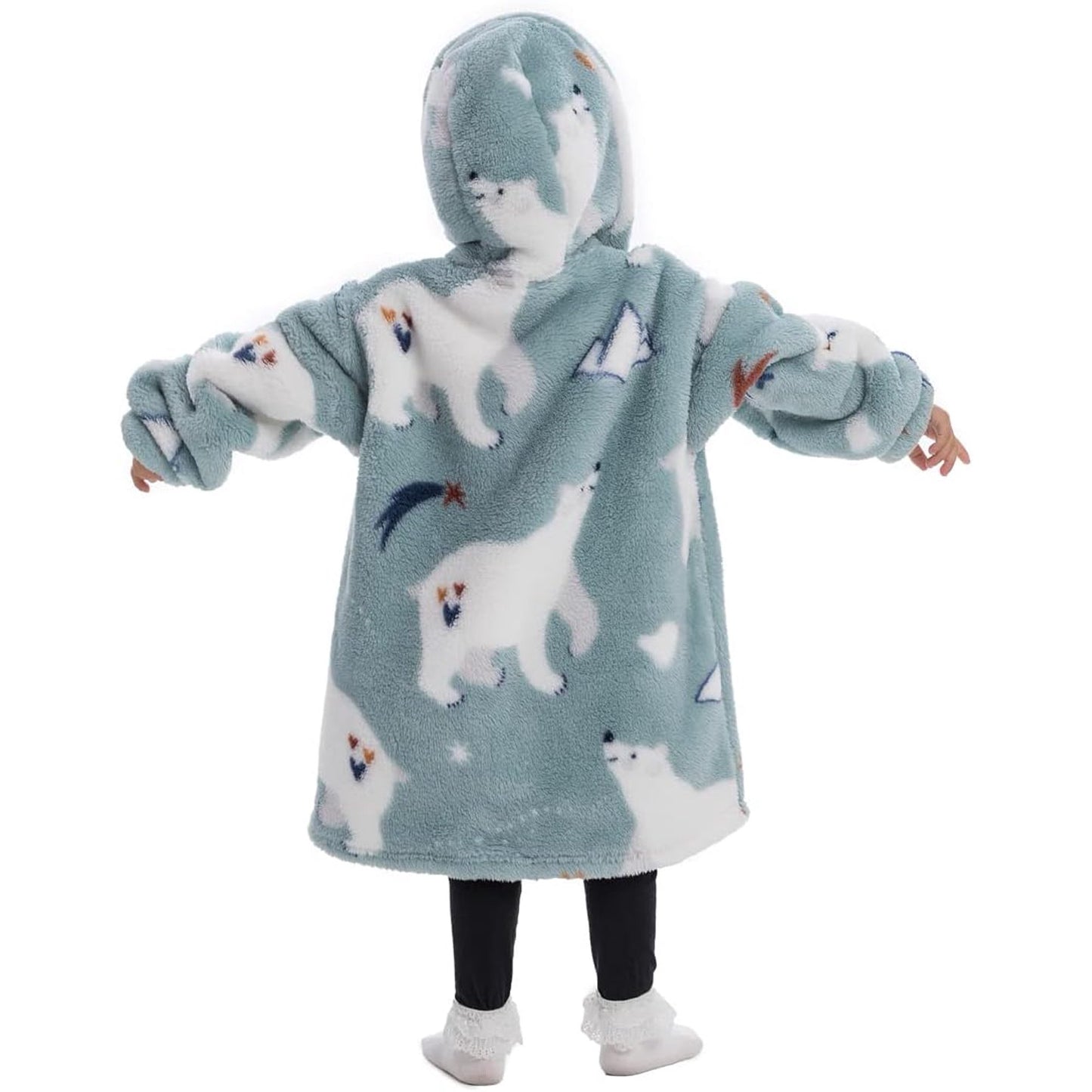 Wehilion 2-6YR Oversized Sweatshirt Blanket Hoodie for Kids Toddlers Cozy Hooded Blanket Sweatshirt with Pocket for Little Girl Boy