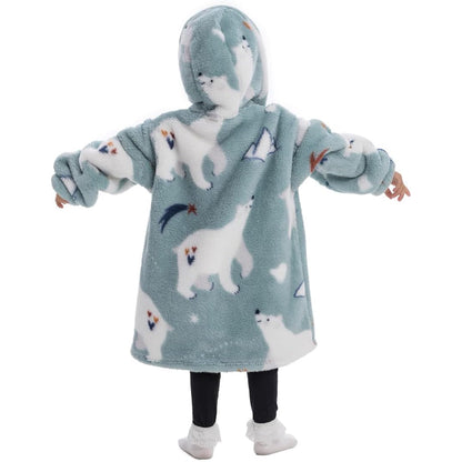 Wehilion 2-6YR Oversized Sweatshirt Blanket Hoodie for Kids Toddlers Cozy Hooded Blanket Sweatshirt with Pocket for Little Girl Boy