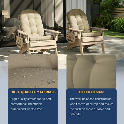 FOOWIN Adirondack Chair Cushion Set of 4, Waterproof and UV-Protected Rocking Chair Cushion for Indoor and Outdoor, Khaki