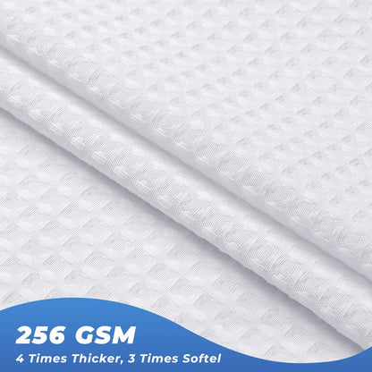 TURKIO Fabric Shower Curtain White Waffle Bathroom Curtain,Water-Repellent,Hotel Grade 72"x72"