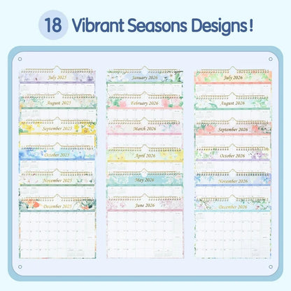 Deli 2025-2026 Wall Calendar, 11" x 8.5", Thick Paper with Julian Dates and Block for New Year and Christmas Presents, Monthly planner for Office Home Planning & Organizing,Color Design