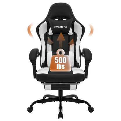 Gaming Chair, Video Game Chair with Headrest and Lumbar Support,High Back Ergonomic Computer Chair with Footrest,Swivel Desk Office Chair, Black