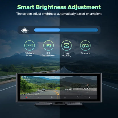 Lamtto Wireless Carplay &Android Auto with 4K Dash cam,9.26 Inch Protable Carplay Screen for Car,1080P Backup Camera, Digital Media Receivers with Voice Control/Bluetooth/G-Sensor/GPS/Mirror Link