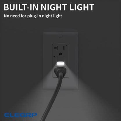 ELEGRP GFCI Outlet w/Nightlight, 15 Amp Self-Test GFI Electrical Outlet, Thinner Design, Tamper Resistant GFCI Receptacle, Ground Fault Receptacle w/Screw Wall Plate, UL Listed, White