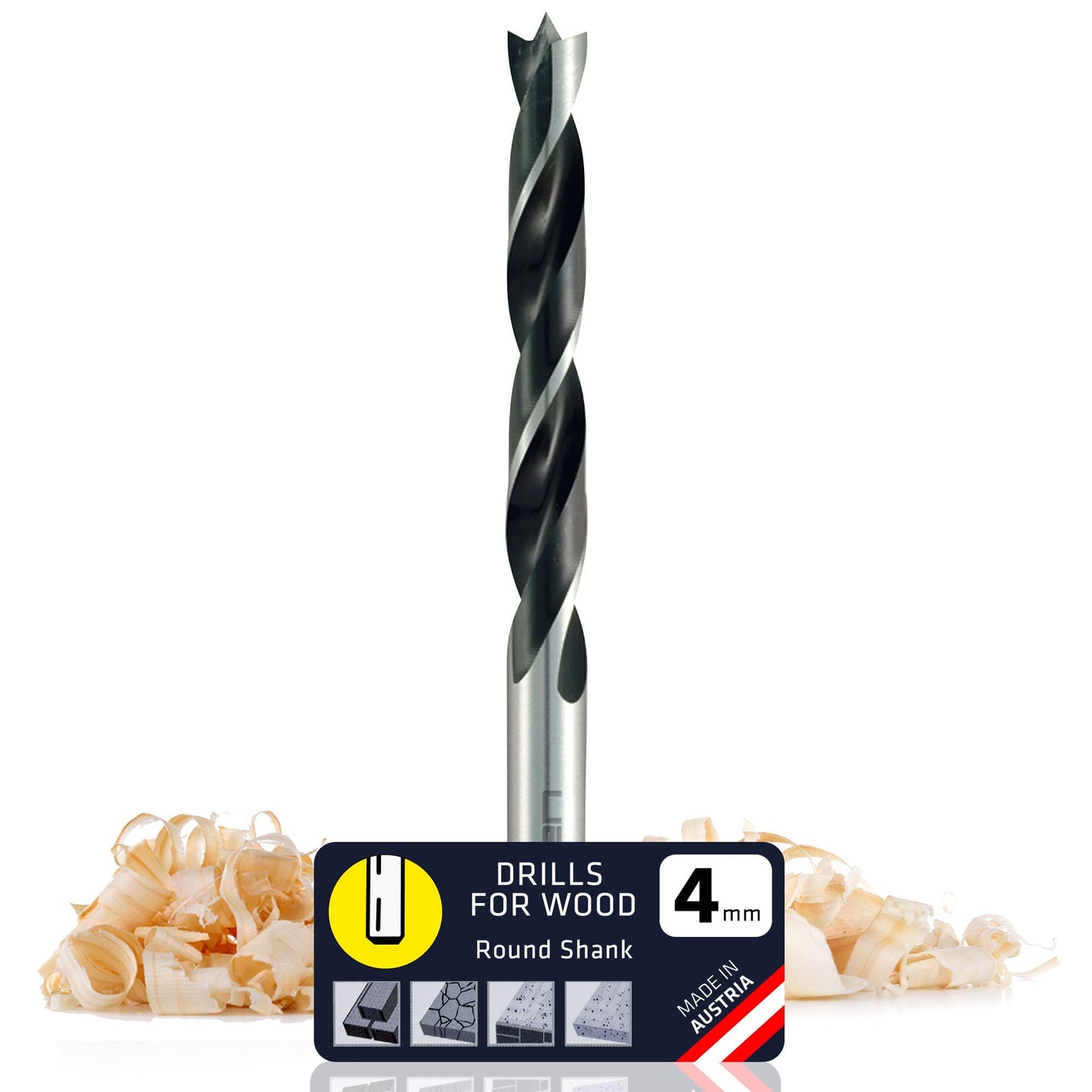 Wood Drill Bit 4 mm Metric for Hard and Soft Wood - Extra Sharp Edges for Precise Holes and Effortless Drilling - Durable Drill Bit Kit for Fast Woodworking (4mm)