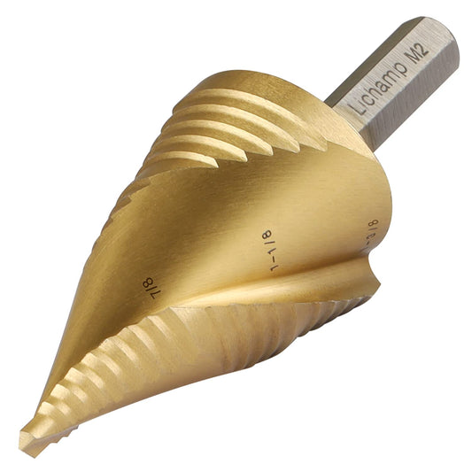 Unibit Step Drill Bit for Metal, Genuine HSS M2 Drill Stepper Bit for Hard Metal Heavy Duty, 19 Sizes from 3/16 to 1-3/8, Spiral Grooved with Hex Drive, C2GD