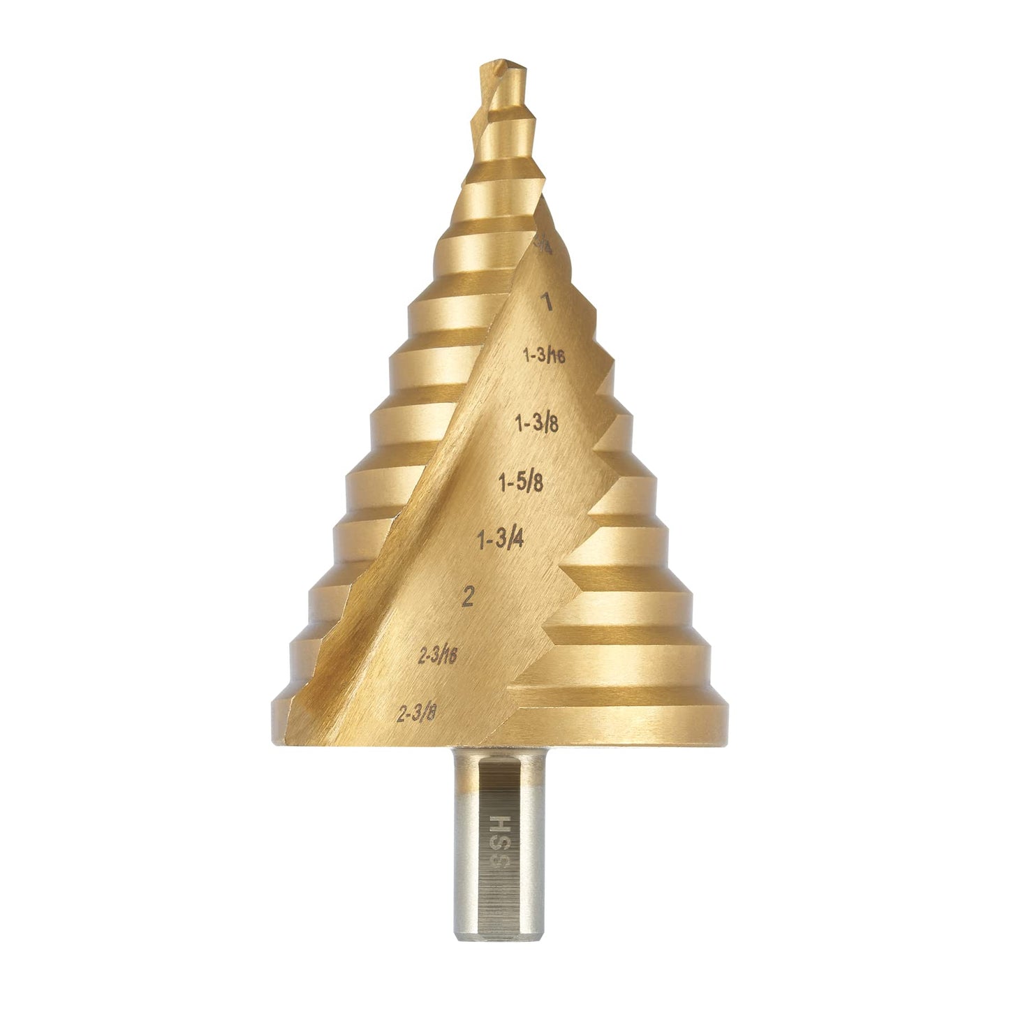 Large Step Drill Bit, 1/4 to 2-3/8 inch High Speed Steel Drill Cone Bits for Sheet Metal Hole Drilling Cutting, Sprial Unibit Extra Large 2-3/8 inch