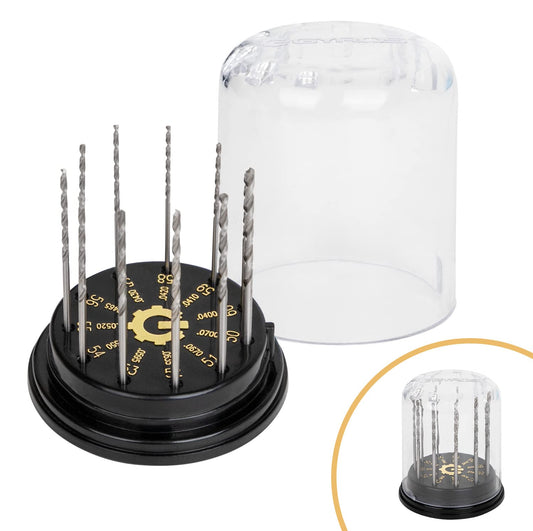 11 PCS Mini Twist Drill Bit Set #50 to #60 w/Dome Storage Case, High-Speed Steel Wire Gauge Micro Drill Bits for Jewelry, Plastic, & Soft Metal | Small Drill Bits for Pin Vise & Rotary Tool