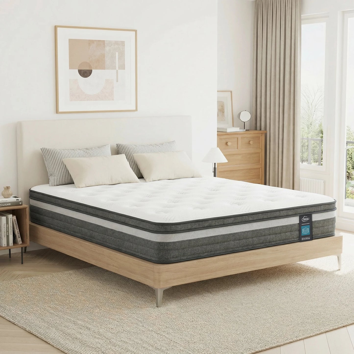 Spanspace 10" Twin Gel Memory Foam Hybrid Mattress with Pocket Springs, Medium Comfort, Pressure Relief and Motion Isolation, CertiPUR-US Certified, 100-Night Trial