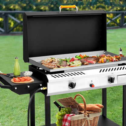 Zintown 2 Burner 150000-BTU Outdoor Stove Propane Gas Griddle with Portable Pan,Lid