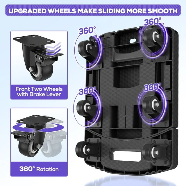 TNTANTS Hand Truck, 500 LB Heavy Duty Portable Dolly, Folding Dolly Cart with 6 Wheels & 3 Elastic Ropes for Luggage, Travel, Moving, Shopping, Office Use, Black