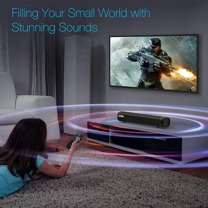 TOPVISION Sound Bar for TV, Soundbar with Subwoofer, Wired  Wireless Bluetooth 5.0 3D Surround Speakers, Optical/AUX/RCA/USB Connection, Wall Mountable, Remote Control