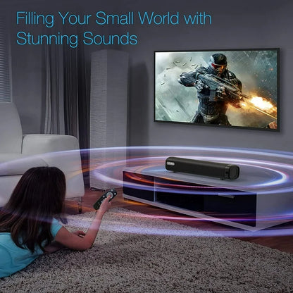 TOPVISION Sound Bar for TV, Soundbar with Subwoofer, Wired  Wireless Bluetooth 5.0 3D Surround Speakers, Optical/AUX/RCA/USB Connection, Wall Mountable, Remote Control