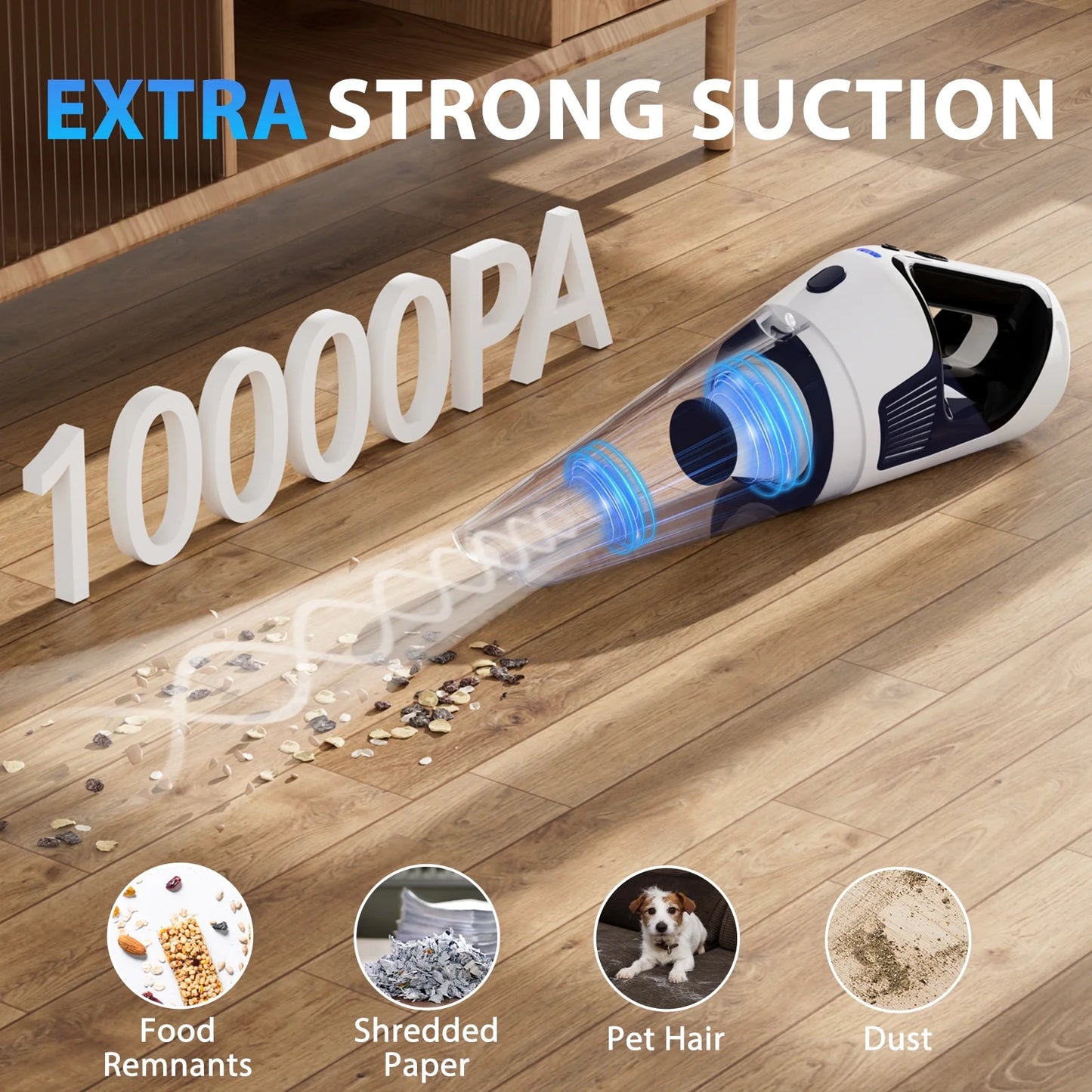NEXPOW Handheld Vacuum Cordless, 10000Pa Strong Suction Car Vacuum Cleaner with LED Light  Charger, Wet and Dry Handheld Vacuum for Home, Car and More