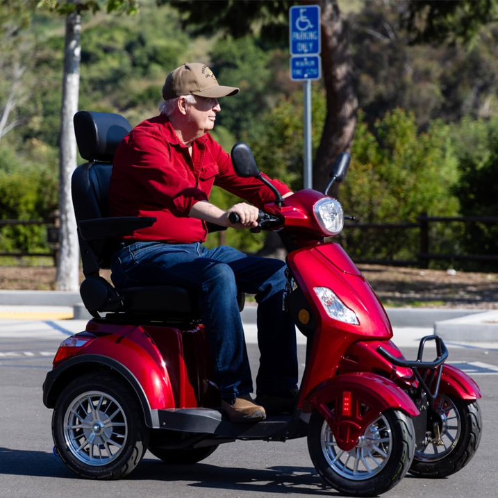 Super Large Electric 4 Wheel Mobility Scooters, Heavy Duty 800W Wheelchair Device, 500 LBS Capacity for Seniors  Adults, Speed Adjust, Remote Key, Receive Ready to Ride.（Red）