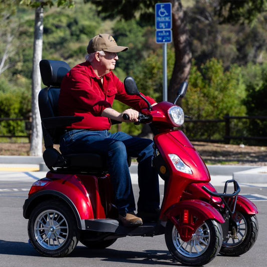Super Large Electric 4 Wheel Mobility Scooters, Heavy Duty 800W Wheelchair Device, 500 LBS Capacity for Seniors  Adults, Speed Adjust, Remote Key, Receive Ready to Ride.（Red）