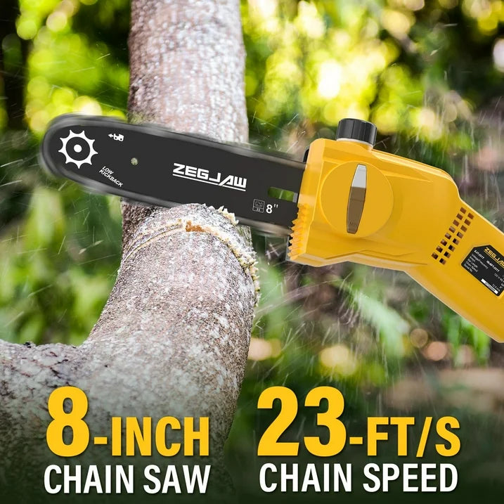 ZEGJAW Pole Saw Corded, 6 Amp 8 Inch Pole Saws for Tree Trimming, Electric Pole Saw with 13 Feet Height Reach, Tool-free Installation