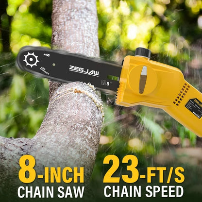 ZEGJAW Pole Saw Corded, 6 Amp 8 Inch Pole Saws for Tree Trimming, Electric Pole Saw with 13 Feet Height Reach, Tool-free Installation