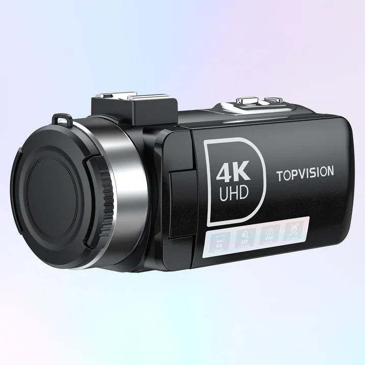 TOPVISION 4K UHD Video Camera Camcorder, 18X Zoom, 48MP, Black