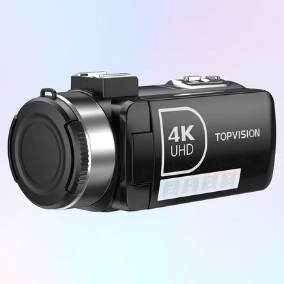 TOPVISION 4K UHD Video Camera Camcorder, 18X Zoom, 48MP, Black
