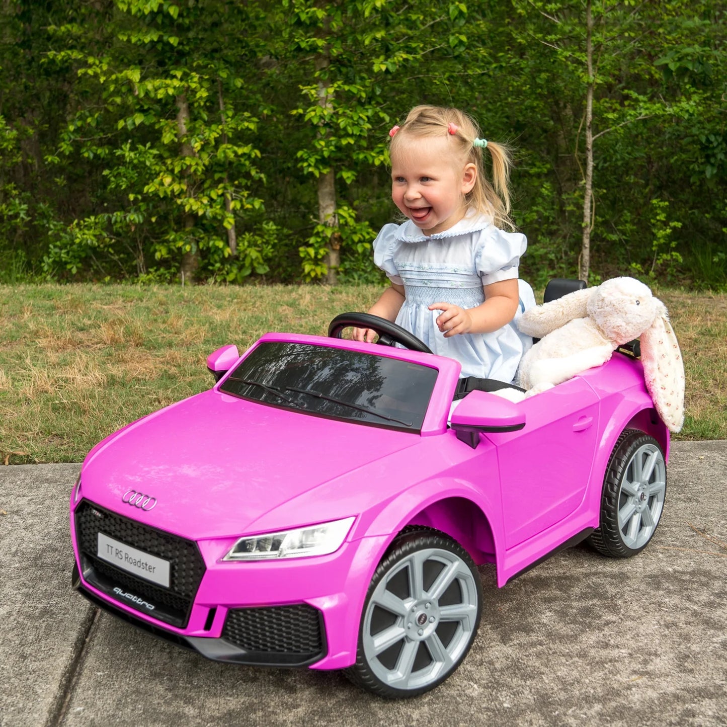 Hikiddo Electric Ride on Car for Kids, Licensed Audi 6V Ride on Toy for Toddlers Age 2-5 with Remote, Bluetooth - Pink