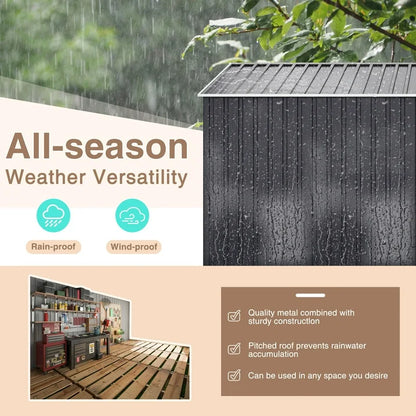 NETAJE 8'x12' Outdoor Metal Storage Shed with Upgraded Frame and Lockable Doors for Backyard, Garden, Lawn