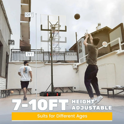 VIRNAZ 44 in. Portable Basketball Hoop & Goal with Quickly Height Adjusted 7.6 - 10 ft. for Outdoor Indoor Court