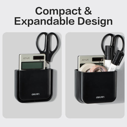 Deli Expandable Magnetic Pen Holder, Office Organizer for Whiteboard, Fridge, Locker Accessories, Black
