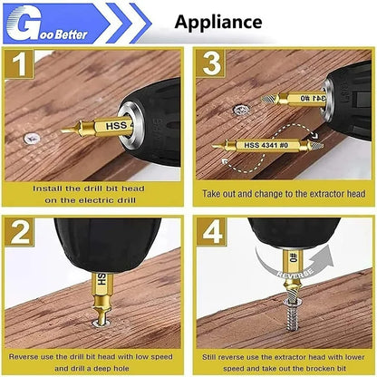 Goobeeper Professional Screw Extractor Kit 6Pcs | High Speed Steel Bolt & Screw Remover | Damaged Screw Drill Bit Set for Broken Bolts