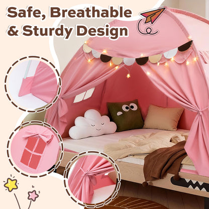 Large Kids Play Tent with Flags & Star Lights，PK