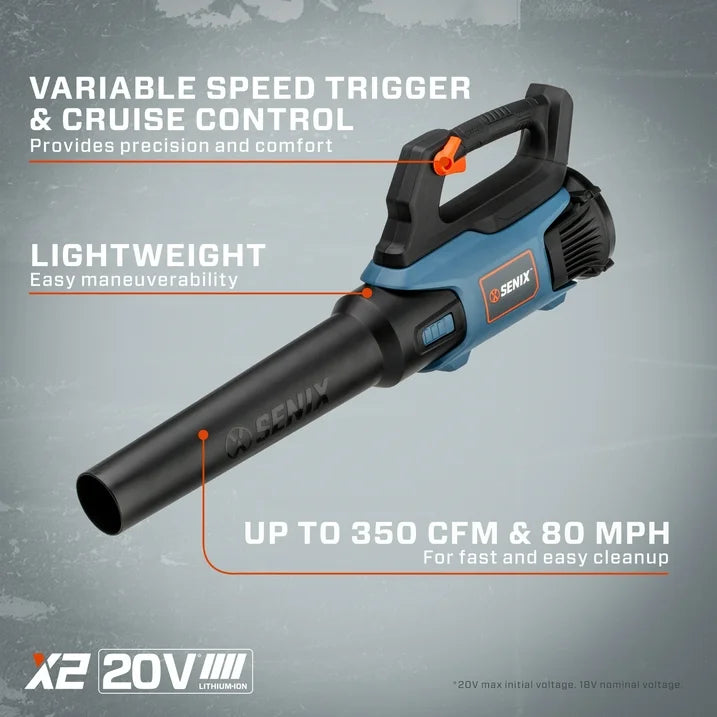 SENIX 20 Volt Max 2 Tool Cordless Combo Kit, 10 Inch String Trimmer  Variable Speed Leaf Blower (Battery and Charger Included) S2K2B1 03