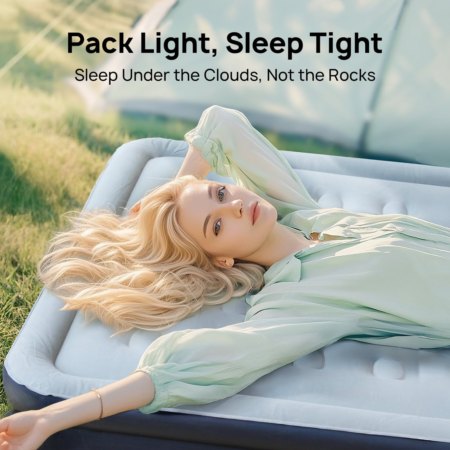 Air Mattress, Queen Inflatable Airbed with Built-in Pump, 18'' Waterproof Flocked Top for Home/Camping/Travel, Max 650lbs
