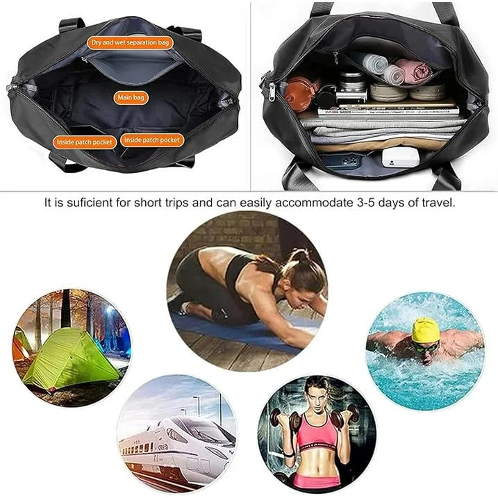 TRANSLINK Women & Men Gym Bag with Toiletry Bag Lightweight Waterproof Multi-Compartment