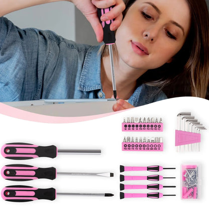 Pink Tool Set, 149-Piece Basic Home Repair Kit - Small Tool Kit for Women, Ideal for Home and Office