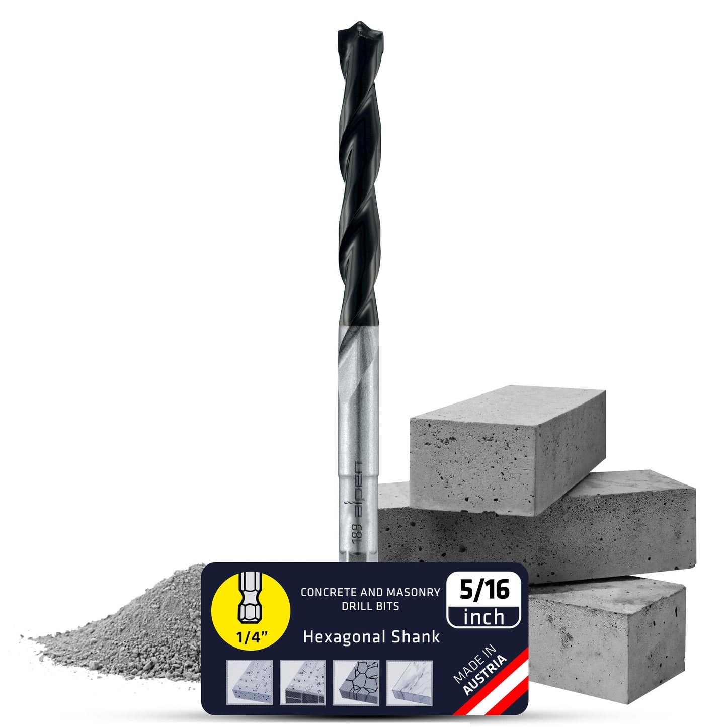 Concrete Drill Bit 5/16 - Versatile Hammer Drill Bit Sets for PGM Certified Precision and Precise Dowel Holes - Durable Drill bit for Concrete Natural Stones and Marble