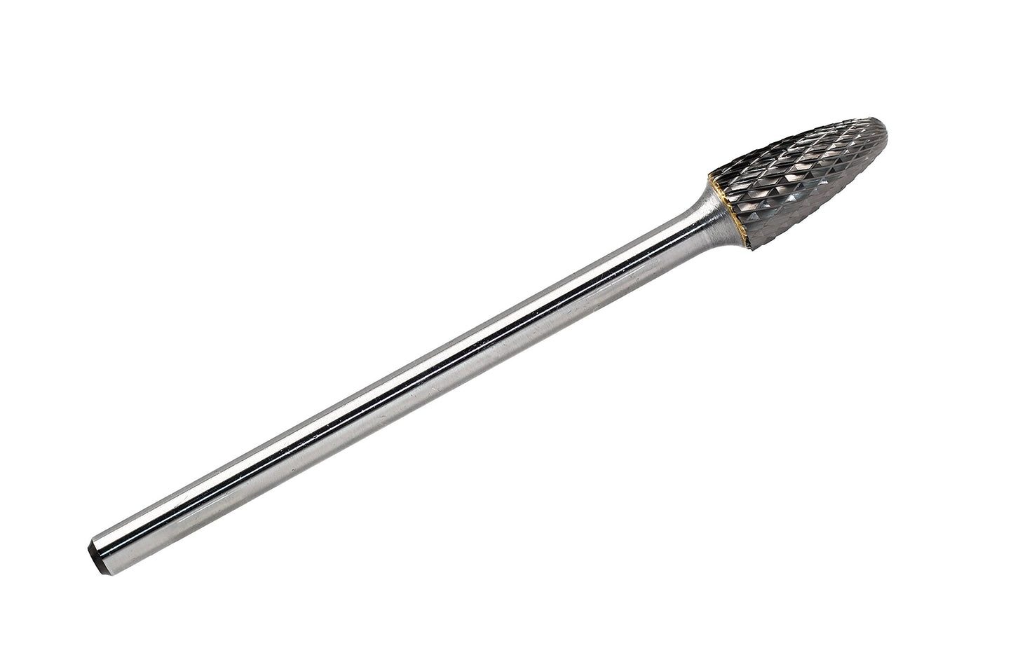 Carbide Burr SF-5L4 with 1/4 Inch Shank Diameter Extended Long Double Cut Carbide Rotary Burr File 4 Inch Total Length x 1/2 Inch Cutter Dia x 1 Cutter Length Tree Shape with Radius End, 1pcs