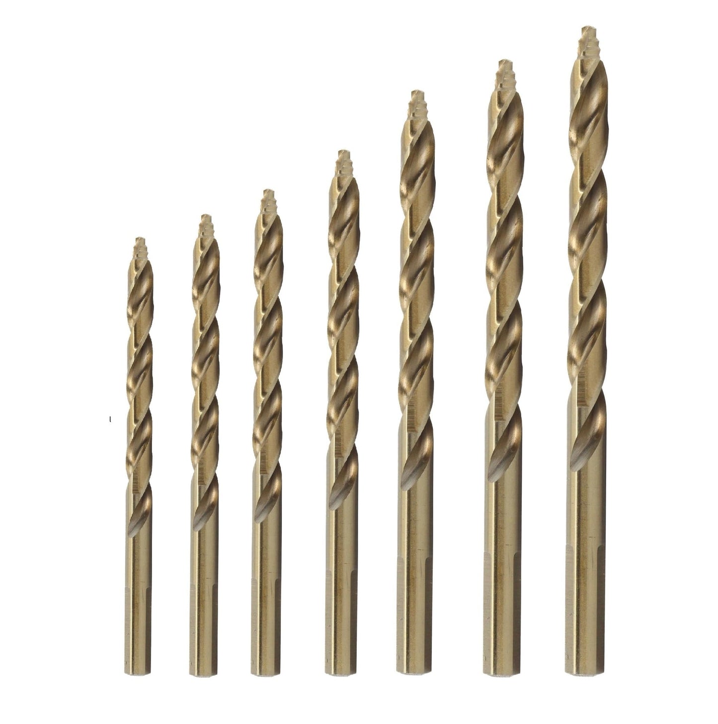7 Piece Cobalt Stepped Point Metric Drill Bit Set (3.00mm, 4.00mm, 5.00mm, 6.00mm, 7.00mm, 8.00mm, 10.00mm), GSC Series